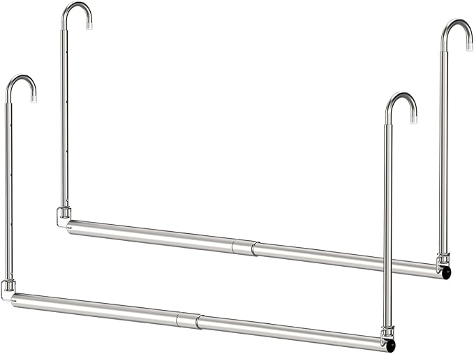 Adjustable Stainless Steel Over-the-Door Drying Rack – Height & Width Extendable Foldable Clothes Hanger for Indoor & Outdoor Use