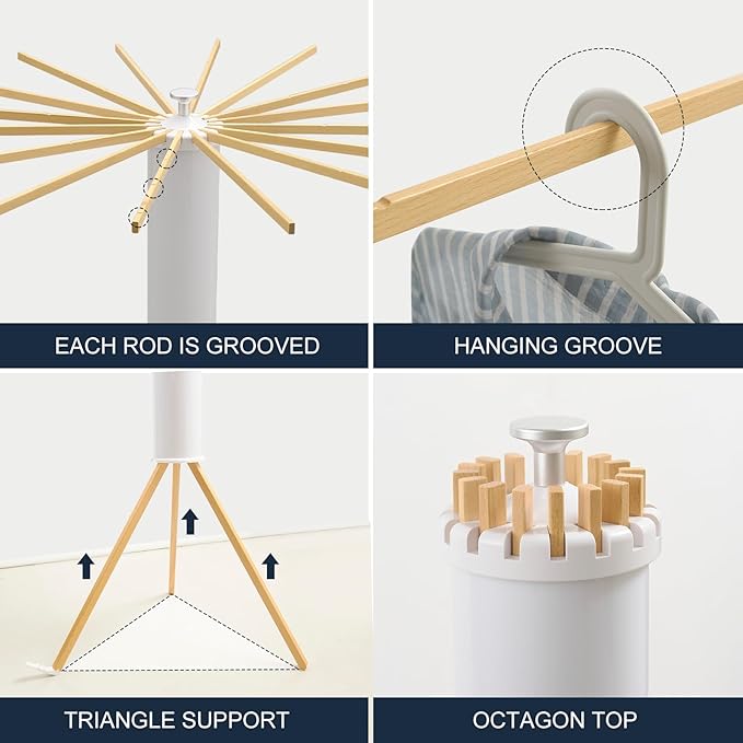 Foldable Rotating Clothes Drying Rack – Multi-Purpose Freestanding Round Hanger for Indoor and Outdoor Use