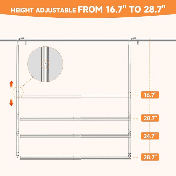 Adjustable Stainless Steel Over-the-Door Drying Rack – Height & Width Extendable Foldable Clothes Hanger for Indoor & Outdoor Use