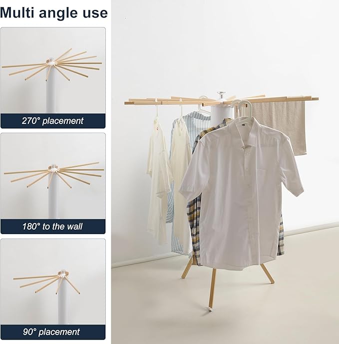 Foldable Rotating Clothes Drying Rack – Multi-Purpose Freestanding Round Hanger for Indoor and Outdoor Use