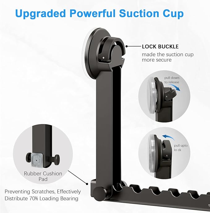 Heavy-Duty No-Drill Suction Cup Folding Clothes Rack – Multi-Purpose 90° Rotatable Wall-Mounted Hanger with Anti-Slip Slots