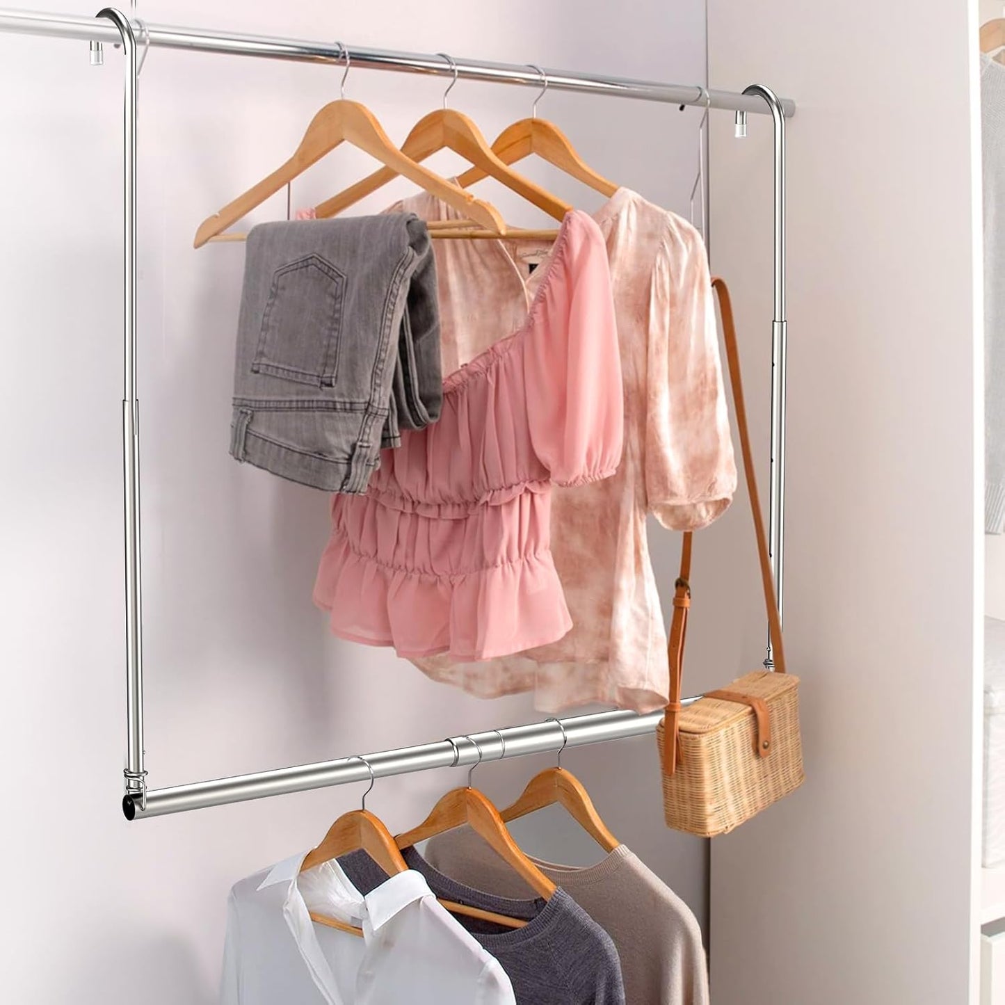 Adjustable Stainless Steel Over-the-Door Drying Rack – Height & Width Extendable Foldable Clothes Hanger for Indoor & Outdoor Use