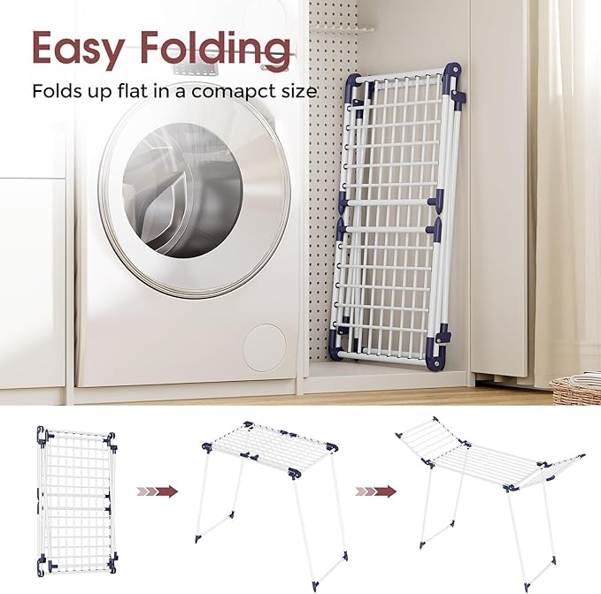 Large Folding Drying Rack – Heavy Duty Freestanding Clothes Airer with Extendable Wings, Indoor Outdoor Space-Saving Laundry Rack