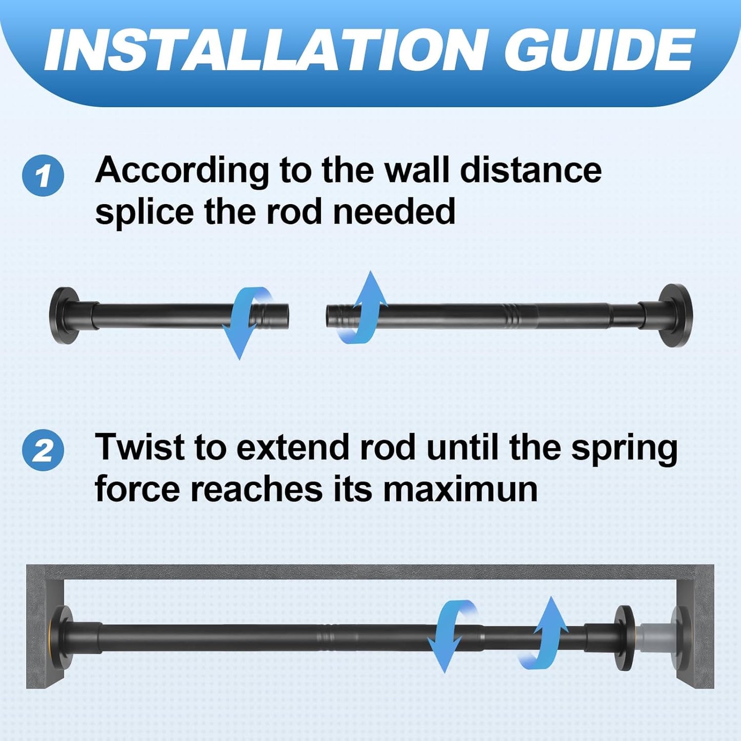 Adjustable Wall-Mounted Heavy-Duty Clothes Hanging Rod, 31–80 Inches, No-Drill Telescopic Closet Rod