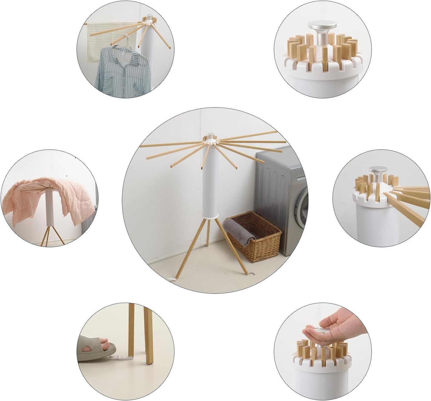 Foldable Rotating Clothes Drying Rack – Multi-Purpose Freestanding Round Hanger for Indoor and Outdoor Use