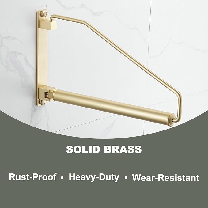 Gold Folding Wall-Mounted Clothes Drying Rack – Rustproof Aluminum Alloy Rotating Hanger with Space-Saving Design
