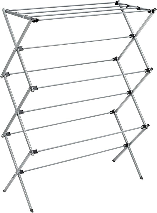 Large Capacity Foldable Carbon Steel Drying Rack – Multi-Tier Indoor & Outdoor Rust-Resistant Laundry Stand