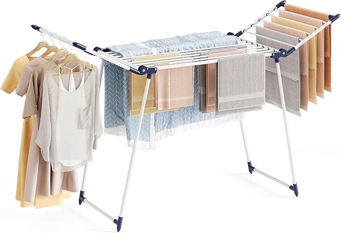 Large Folding Drying Rack – Heavy Duty Freestanding Clothes Airer with Extendable Wings, Indoor Outdoor Space-Saving Laundry Rack