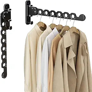 Heavy-Duty No-Drill Folding Clothes Drying Rack – Wall Mounted Rotating Hanger with Strong Load Capacity