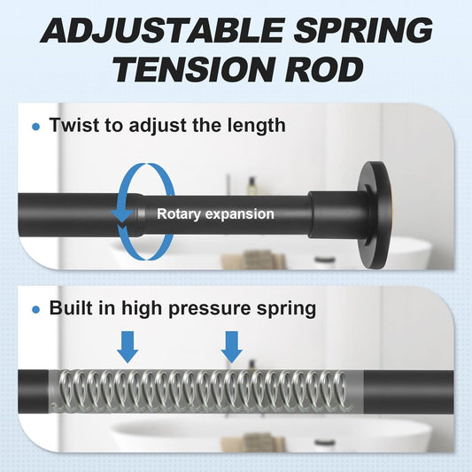 Adjustable Wall-Mounted Heavy-Duty Clothes Hanging Rod, 31–80 Inches, No-Drill Telescopic Closet Rod