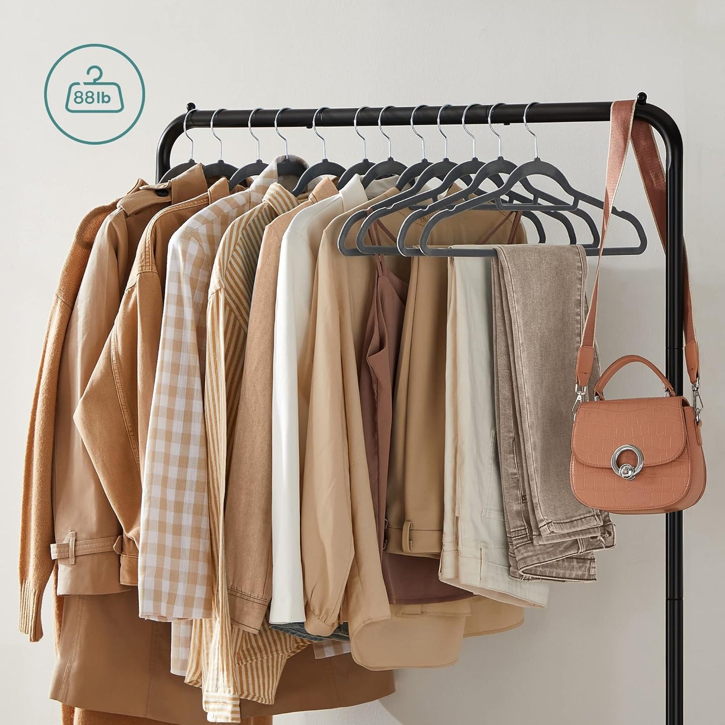 Heavy-Duty Rolling Garment Rack – Sturdy Steel Clothes Rack with Storage Shelf and Locking Wheels, 88 lb Weight Capacity